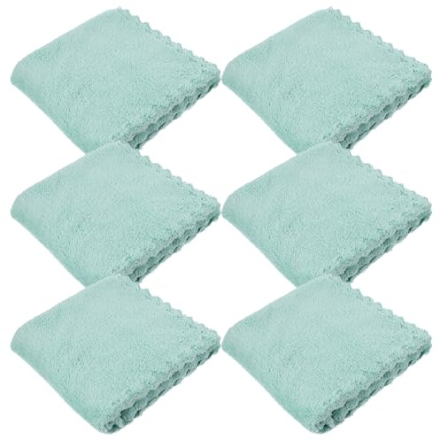 QUMIIRITY Coral Fleece Face Towels 6Pcs 30X30Cm Small Square Washcloths Soft Makeup Remover Cloths for Facial Cleansing and Sensitive Skin Care