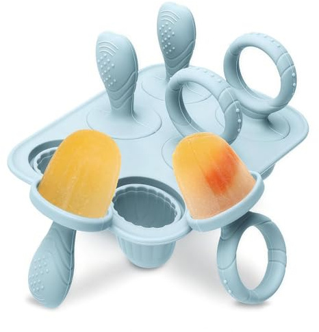 Rudfovn Ice Cream Moulds with Sticks, 1 Pack 6 Pcs 17ML Silicone Reusable Ice Lolly Moulds (Blue)