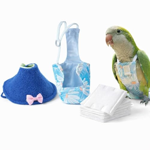 Bird Care & Hygiene Support Kit, Breathable Bird Diaper with Disposable Liners and Bird Neck Wrap, Adjustable Lightweight Design for Supervised Indoor Use(S)