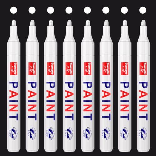 Funnasting White Paint Pens, 8 Pack Oil-Based Paint Marker for Art