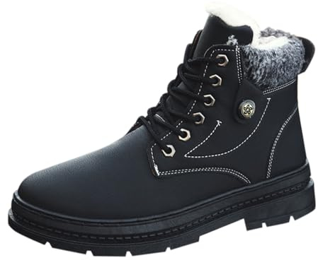Bottines d'hiver chaudes à lacets pour homme avec col en fausse fourrure - Baskets tendance pour tous les jours, gris foncé, 38 2/3 EU