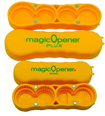 magic Opener COMBO – 1 mO MINI for small plastic caps & 1 mO PLUS for larger plastic caps See Pictures for Better Understanding – Soda Opener - Water Opener | Twist-off | Good for 16 sizes | Help Aids