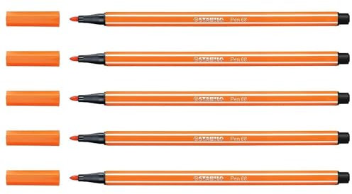 STABILO Fasermaler Pen 68, Strichstärke: 1,0 mm, gelbrot VE=5