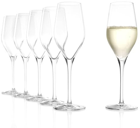 Stölzle Lausitz Calici da Champagne Exquisit Set da 6, 265ml – Eleganti Flûte in Cristallo Ideali per Champagne, Prosecco & Spumanti – Lavabili in Lavastoviglie e Resistenti agli Urti