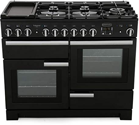 Rangemaster Professional Deluxe PDL110DFFGB/C 110cm wide Dual Fuel Range Cooker with Gas Hob - Black - A/A Rated