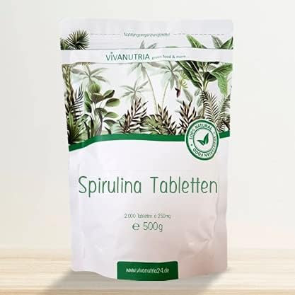 VivaNutria Spirulina Tabletten 500g | aus kontrolliertem Anbau I 2500 Spirulina Presslinge ohne Zusätze - rein & natürlich I schonend verarbeitet | Rohkostqualität I vegan