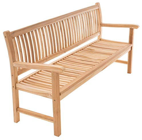 Divero 3-Sitzer Gartenbank Monza aus Teak-Holz, unbehandelt – Länge: 180 cm – Farbe: Natur-Braun