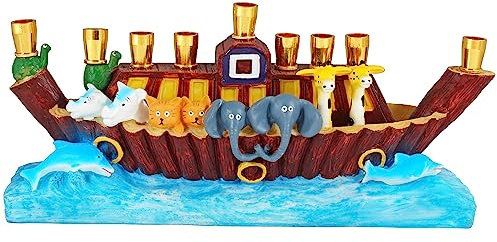Aviv Judaica 23990 Arche Noah Menora, Polyresin, Mehrfarbig, 3.5 inches