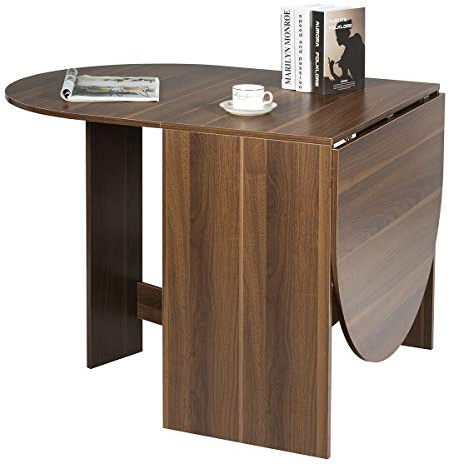 COSTWAY Fällbart Matbord i Trä för 4–7 Personer – Starkt och Stabilt Bord med Vikbar Design för Små Rum, 163 x 80 x 75 cm, Belastning Upp till 60 kg