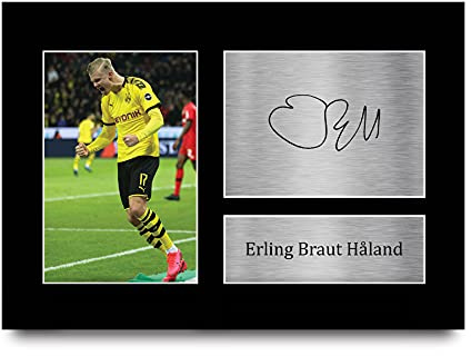 HWC Trading A4 Erling Haaland Geschenke gedruckt Autogramm Bild für Fans und Unterstützer der Unterzeichnung - A4