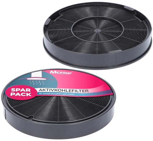 MCfilter I 2x filtres à charbon actif Ø 200 mm, EFF62, Lot de 2 pour hottes aspirantes convient à Franke 112.0016.755, AEG 9029793578, Bosch/Siemens 00748732, Miele 6532971