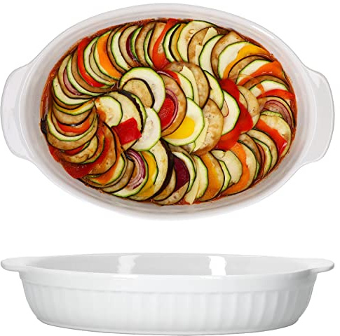 MamboCat Set di 2 Pirofila ovale con manici grandi, in ceramica I (L x P x A) 36 x 23,7 x 6,5 cm, 1,8 litri, con manici per lasagne, Tiramisu, gratin, torte & Co I