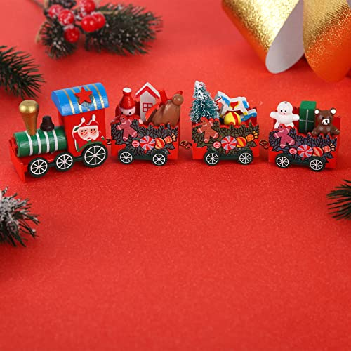 Mini Treno di Natale In Legno Trenino di Natalizio In Legno con 3 Carrozze Trenini di Natale in Miniatura Rosso Ornamenti per Bambini Decorazioni Albero di Natale Partito Tavola Regalo Decorazione