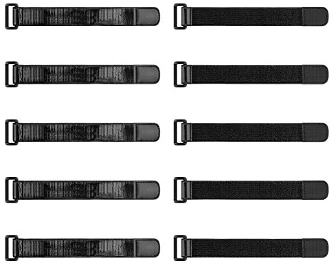 Trilancer Elastic Cinch Straps with Anti-Slip Strips, 23cm x 3cm(10 Pack) Heavy Duty Multipurpose Hook and Loop Straps for Extension Cords, Cables, Ropes,Hoses, Bike,Pant Garters,Garage and Workshop