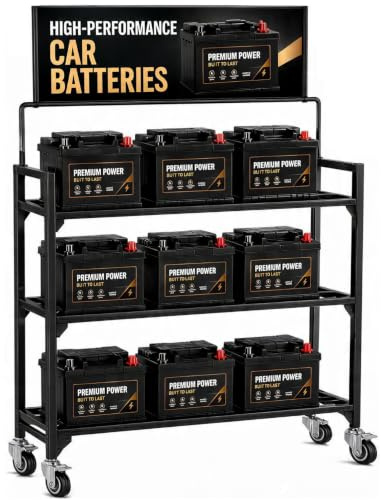 EROTASH [Upgraded Battery Rack, Car Battery Rack, Battery Display Rack, Rolling Battery Shelf, Heavy Duty Battery Stand with Wheels