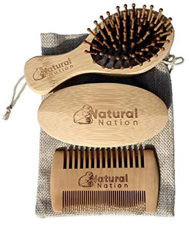 Mens Beard Grooming Set 2 Brushes and Comb With Hessian Bag Eco Friendly