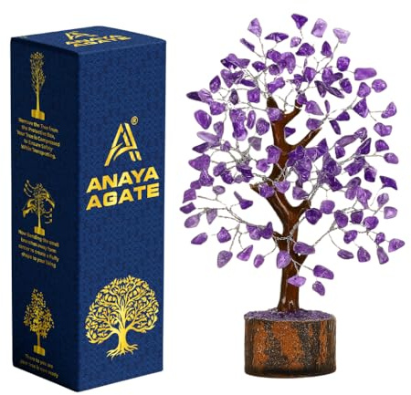 ANAYA AGATE Amethyst Crystal Tree of Life - Handmade Healing Bonsai Purple Tree for Home and Office Decor, Positive Energy and Good Luck, Ideal for Christmas Decor and Birthday Gifts for Women, Men