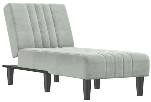 vidaXL Chaiselongue, Sofa in 3 Positionen zum Sitzen Entspannen Schlafen Verstellbar, Couch in Eleganter Optik, Liege Schlafsofa Loungesofa Liegesofa, Hellgrau Samt