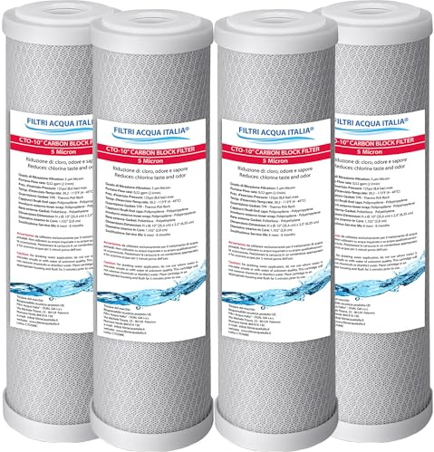 Cartuccia Carbon Block CTO 10 5 Micron Set 4 Pz Filtri Acqua Italia