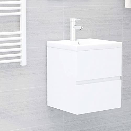 ZQQLVOO Pedestal Lavabo Baño Vanidad Muebles Hogar Baño Armario Armario Bajo Lavabo Mueble Bajo Fregadero con Fregadero Empotrable Blanco Madera para Salón, Cocina, Baño, Espresso
