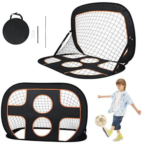 Aufun Fußballtor für Kinder 2 in 1 Pop-Up Fußball Tor inkl. Tragetasche & Bodennägel, für Außen und Innen, Fußballtraining (120 x 80 x 80 cm)