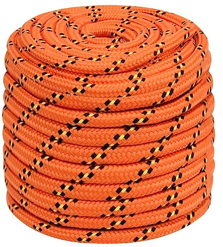 vidaXL Bootsseil Ankerleine Festmacher Tauwerk PP Leine Seil Tau Polypropylenseil Geflochten Flechtleine Orange 18mm 100m Polypropylen