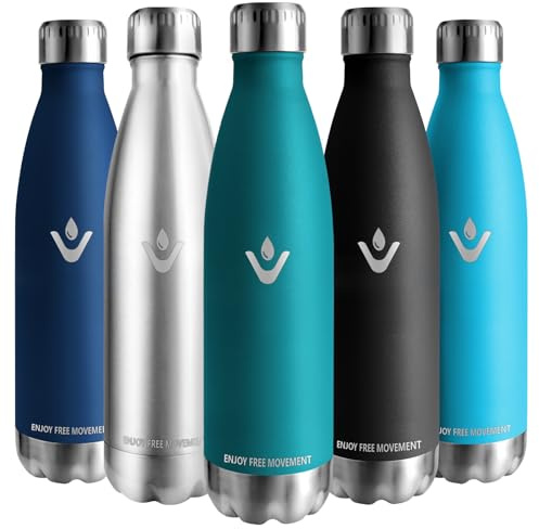 Vikaster Edelstahl Trinkflasche, 1000ml Thermosflasche, BPA-frei Trinkflasche, Auslaufsicher Wasserflasche für Schule, Sport, Camping, Fitness, Outdoor
