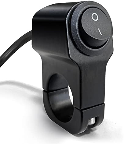 LynKomm Motorrad Lenkerschalter Quad Lichtschalter Aluminium Legierung Druckknopf 12V Schalter für Motorradlicht, Fahrradlicht, Scheinwerfer - für 22mm Durchmesser(Schwarz,1 Stück)