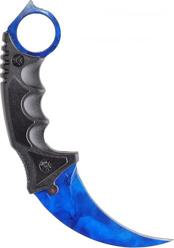 Generisch CSGO CS2 Messer Karambit Elite Doppler Sapphire Stumpf - Counter Strike Global Offensive Carambit Knife scharf - Coole Gaming Accessoires, Sachen, Stuff, Deko & Geschenke für Jungs & Männer