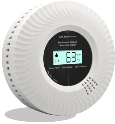 Kohlenmonoxid-Rauchwarnmelder, Kohlenmonoxid-Rauchwarnmelder mit Sprachalarm, 10 Jahre Batterielebensdauer, Zertifiziert nach den Normen EN14604 & EN50291(inkl. Batterie) (Verlinkt 1pack)