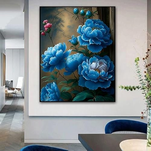 Landschaft Malen Nach Zahlen Erwachsene Bastelset, Paint by Numbers Blume Malen Nach Zahlen Anfänger, DIY Ölgemälde Leinwand Set mit 3 Set Pinsels und Farbe, Zimmer Deko 20x30 cm, Geschenk für Frauen
