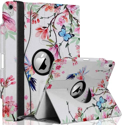 GALTD for iPad A16 Case, 11th Generation 11inch/iPad 10th Generation Case 10.9 (2025-2022) Auto Wake/Sleep Cover with Pencil Holder & Elastic Band, Multi-Angle Stand, 360 Rotating Smart, Humming Bird