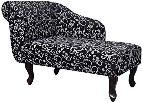 Gecheer Chesterfield Recamiere,Stoffbezug-Chaiselongue Lounge Sofa,Couch Sofa Sessel Chaise Relaxliege Loungesofa 104 x 51 x 69,5 cm (L x B x H) Holzrahmen+hochwertiger Stoff Schwarz und Weiß