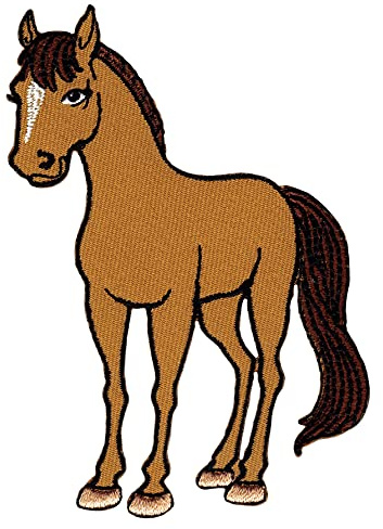 Fohlen Braun Pferd Pony Aufnäher zum aufbügeln oder aufnähen Bügelbild Aufbügler für Kleidung gestickter Bügelpatch Applikation Reiten Bauernhof Patch Größe 6,7 x 9,6 cm