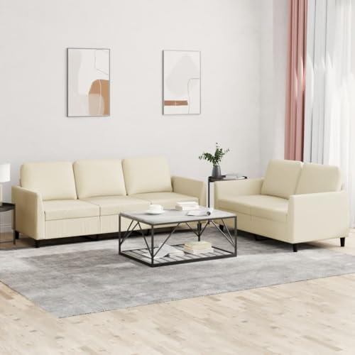 Juroupi 2-TLG. Sofagarnitur mit Kissen Sofa Wohnzimmer Sitzgruppe Wohnzimmer Sofa Set Sofas FüR Wohnzimmer Creme Kunstlederer - 3201761