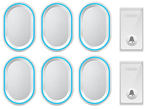MOKLYF Self-Powered Wireless Doorbell, Waterproof Plug in Door Bell 650Ft Range Electric Cordless Doorbells Chime Kit for Home with 58 Ringtones 4 Level Volume Loud Enough,White (White