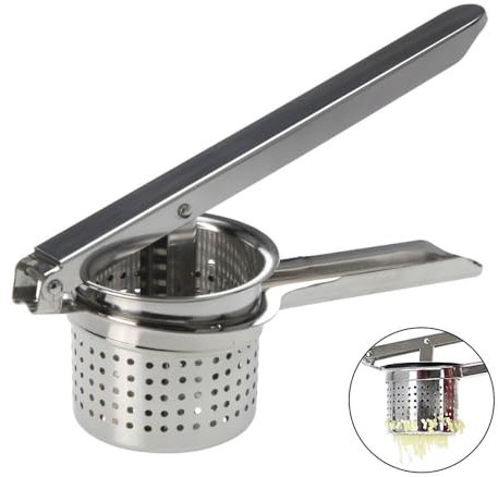 Envenzo Stainless Steel Potato Masher & Ricer – Durable Vegetable & Fruit Press, Baby Food Maker, Dishwasher Safe – Trusted by Chefs, 25cm x 10cm