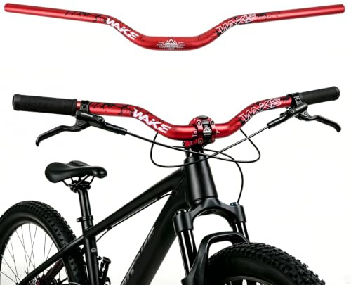 WAKE Cykelstyre 31,8 mm x 780 mm extra lång bredd 55 mm höjd stigare bar aluminiumlegering för cykling MTB mountainbike racercyklar (röd)