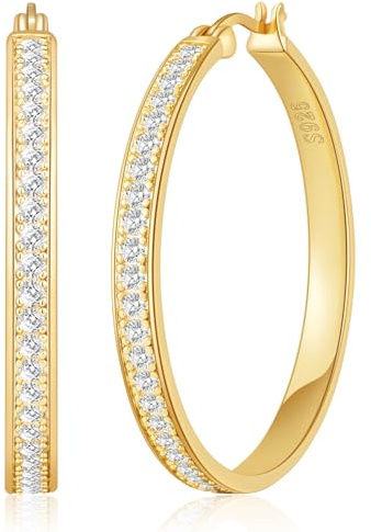 BMMYE Ohrringe für Damen aus Sterling-Silber/vergoldet BMMYE Strass-Ohrringe für empfindliche Ohren 30/40/50/60mm, 40mm, Sterling Silber, Kein Edelstein