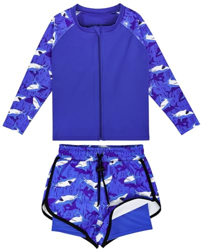 FLYISH DIRECT Costume da Bagno per Bambini e Rashguard Rash-Guard Set, Costume da Bagno Due Pezzi per Bambini e Bambine