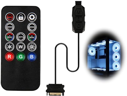 ARGB Controlador, 5V 3-Pin ARGB Controlador Distribuidor RGB Controlador de atenuador RGB, Iluminación RGB Personalizable a través de Control Remoto de 14 Teclas, Efectos