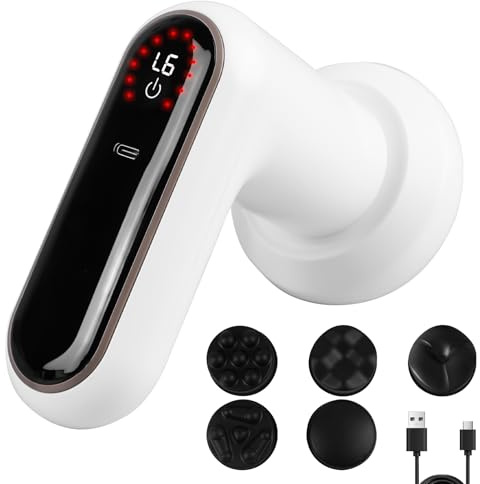 Anti Cellulite Massagegerät, Elektrisch Cellulite Massage mit 5 Massageköpfe, 3 Massagemodi, 6 Intensitätsstufen, Heizung Akku Cellulite Gerät für Bauch Taille Hüfte Beine Körperformung