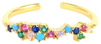 Wycian Freundschaftsring mit Gravur Ringe für Damen Gold 9K Gelbgold Au375 Runde Form Zirkonia Größe 61 (19.4) Vorsteckring für Lesben Klassisch Schmuck