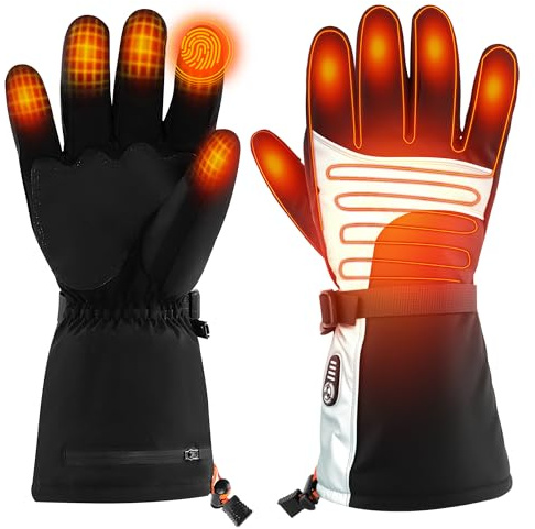 Heated Gloves for Men, Rechargeable Electric Heated Winter Work Gloves, Touchscreen, 3000mAh Keep Warm for 8.5-9.5 hrs, for Travel Skiing Working Hunting Walking The Dog Fishing, Riding Heated Gloves