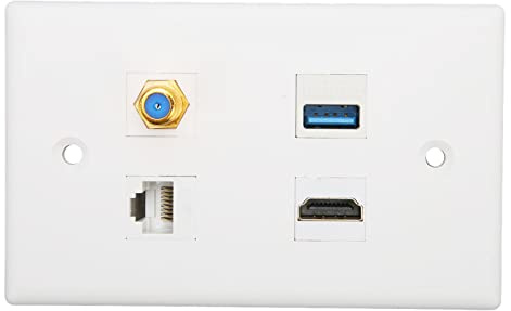 Jectse Ethernet-Wandplatte, 4 ANSCHLÜSSE, HD-Multimedia-Würittstelle, F-Type, USB 3.0, Cat6, Heimverkabelung, Frontplatte für Hdtv-Projektor, Computer