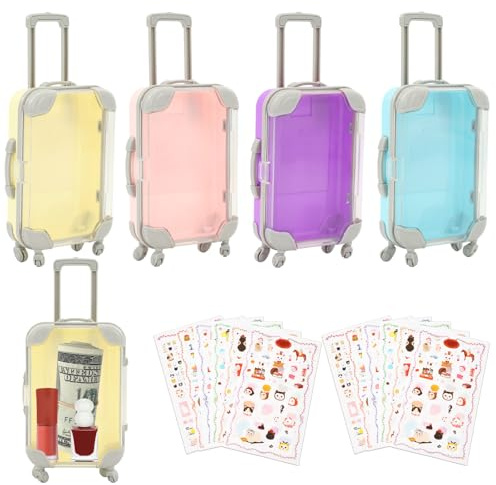 4 Pcs Mini Koffer Geschenkbox,Reise Geschenk Reisekoffer Miniatur,Reisekasse,Enthält 12 Aufkleber,Reise Urlaubskasse Reisekoffer als Geschenk für Urlaub für Geburtstag, Hochzeiten