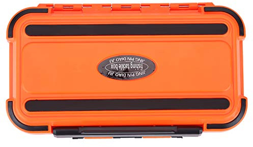POENVFPO Fiskeredskapslåda, Design med 24 Fack, Krossmotstånd ABS Vattensäker Förvaringslåda med Löstagbar Avdelare, för Fisketillbehör Redskapsutrustning (Orange)