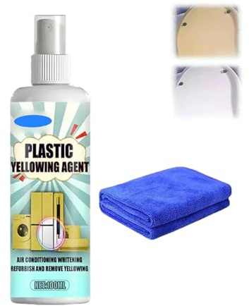 Plastic Yellowing Remover Spray – Heavy-Duty Cleaner for Air Home Appliances, Fast-Acting Formula Restores White Finish, All-Purpose Plastic Surface Cleaner with Microfiber Cloth (100ml)