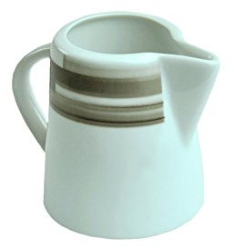 Van Well Milchkännchen Nevada, 200 ml, Ø 75 mm, Milch- Gießer, Milk Pitcher, Kännchen, Porzellan-Geschirr, abstraktes Dekor, Stripes, Gastro