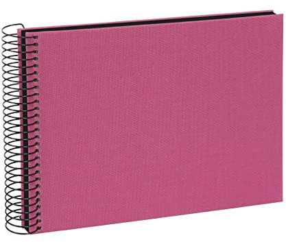 goldbuch 20908 Spiralalbum Bella Vista, Foto Album 24x 17cm, Fotoalbum mit 40 schwarze Seiten, Erinnerungsalbum aus Leinen, Fotobuch für Bilder und Fotos zum Einkleben, Fuchsia